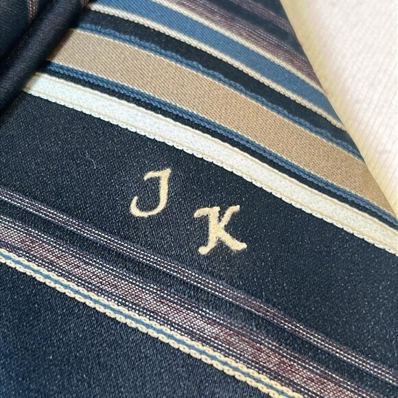 Vintage Sabatini Diagonal Striped Tie Letters JK for 'Just Kidding" Whimsical - Picture 4 of 7